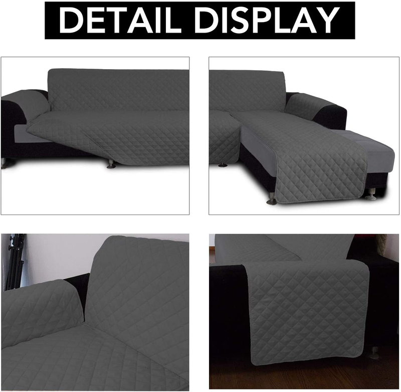 Easy-Going Sofa Slipcover L Shape Sofa Cover Sectional Couch Cover Chaise Slip Cover Reversible Sofa Cover Furniture Protector Cover for Pets Kids Children Dog Cat (Large,Dark Gray/Dark Gray) Home & Garden > Decor > Chair & Sofa Cushions Easy-Going   
