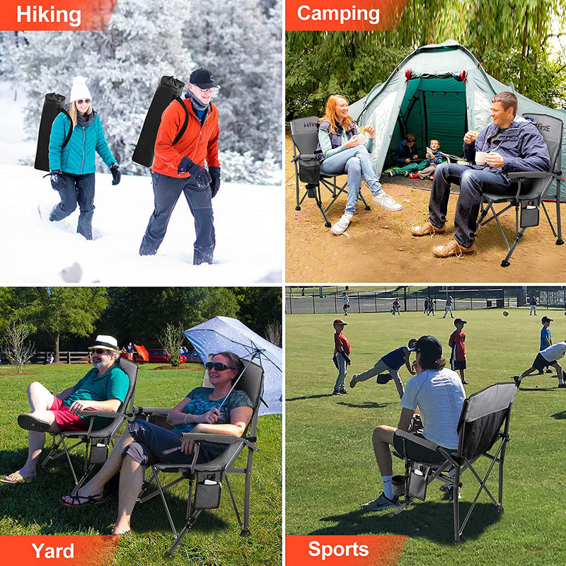 Firste Heated Camping Chair, Heavy Duty Folding Camp Chair, Padded Hard Arm Sports Chair for Beach,Lawn,Picnic. USB Heated Portable Chair with Large Travel Bag,Pockets,Cup Holder, Battery Not Included Sporting Goods > Outdoor Recreation > Camping & Hiking > Camp Furniture FirstE   