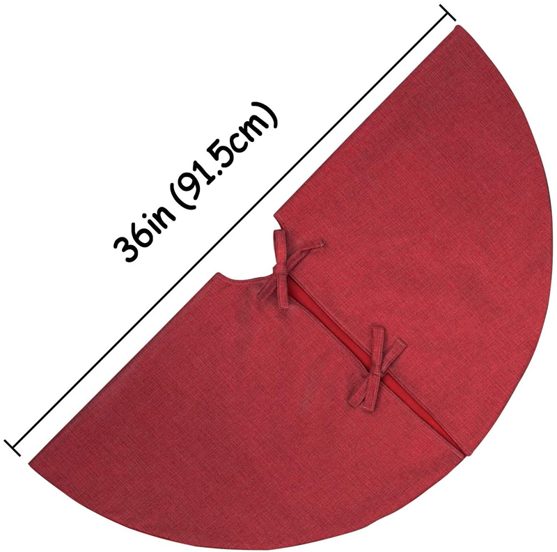 Ivenf Christmas Tree Skirt, 36 inches Burgundy Burlap Double-Layer Plain Xmas Small Tree Skirt, Rustic Xmas Tree Holiday Decorations Home & Garden > Decor > Seasonal & Holiday Decorations > Christmas Tree Skirts Ivenf   