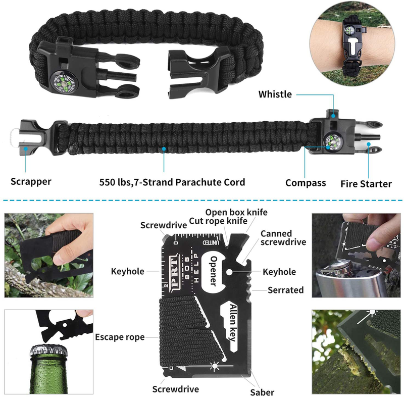 JINAGER Survival Kit, Professional Emergency Survival Gear 15 in 1, Upgraded Tactical Defense Tool for Hiking Camping Climbing Adventures, Emergency Tool Gift for Men Boy Car Sporting Goods > Outdoor Recreation > Camping & Hiking > Camping Tools JINAGER   