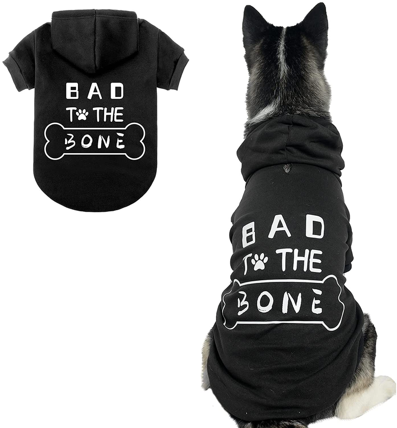 Dog Hoodies Bad the Bone Printed - Cold Protective Winter Coats Warm Puppy Pet Dog Clothes Black Color Animals & Pet Supplies > Pet Supplies > Dog Supplies > Dog Apparel BINGPET X-Large  