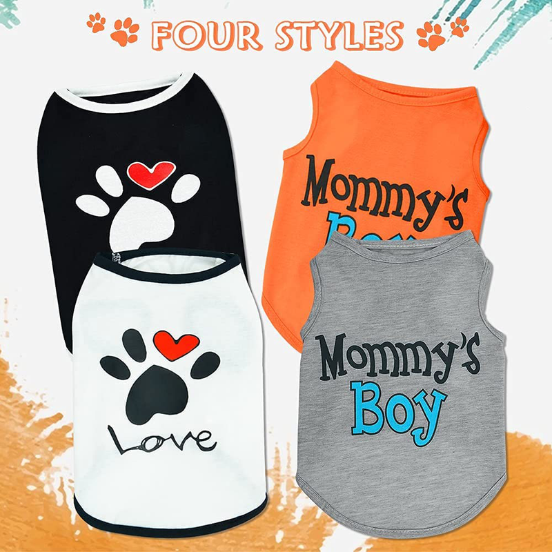 Sebaoyu Dog Shirts for Medium Dogs 4 Pack Puppy Clothes Summer Apparel Cute Puppy Vest for Small&Large Dogs Cats Boy&Girls Animals & Pet Supplies > Pet Supplies > Dog Supplies > Dog Apparel Sebaoyu   
