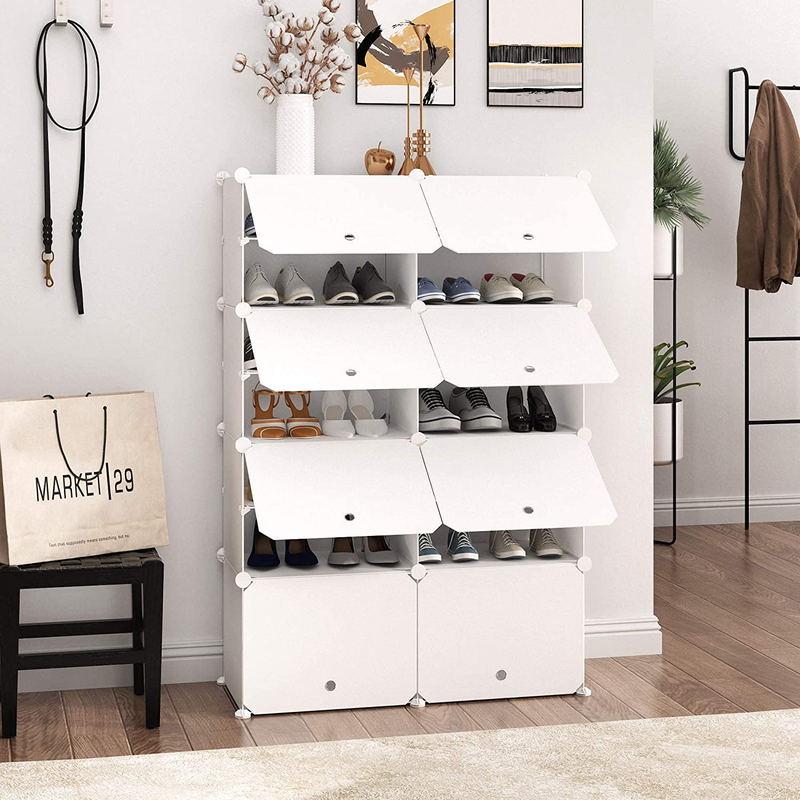 JOISCOPE Portable Shoe Storage Organzier Tower , Modular Cabinet Shelving for Space Saving, Shoe Rack Shelves for Shoes, Boots, Slippers (2X7-Tier) Furniture > Cabinets & Storage > Armoires & Wardrobes 10 Pounds 2/7  
