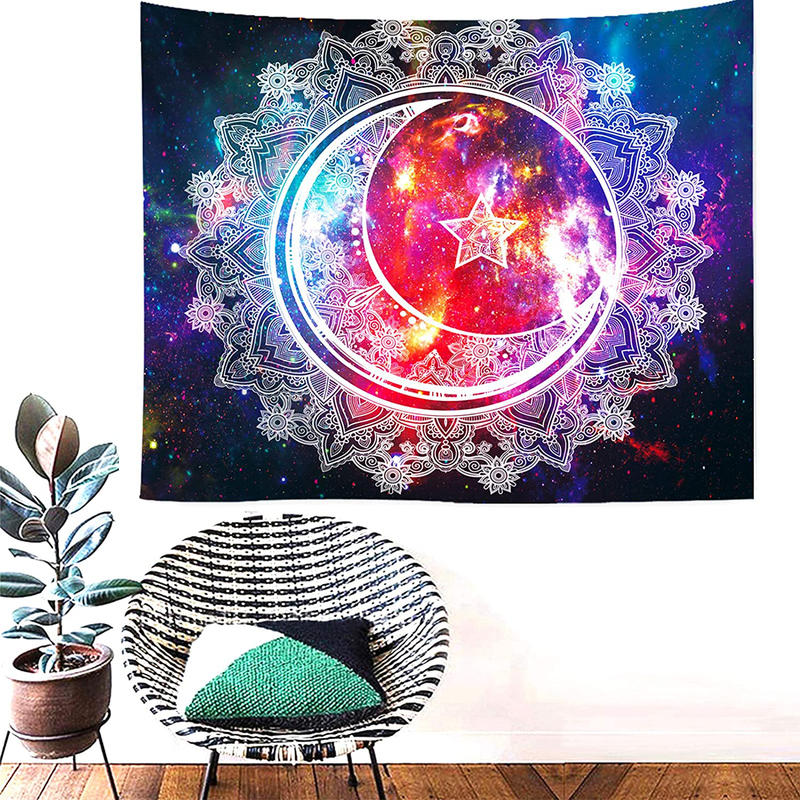 Nidoul Psychedelic Tapestry Wall Hanging, Boho Mandala Tapestry, Celestial Starry Sky Wall Tapestry, Wall Art Decoration for Bedroom Living Room Dorm, Window Curtain Picnic Mat, 59" X 51" Home & Garden > Decor > Artwork > Decorative Tapestries Nidoul   