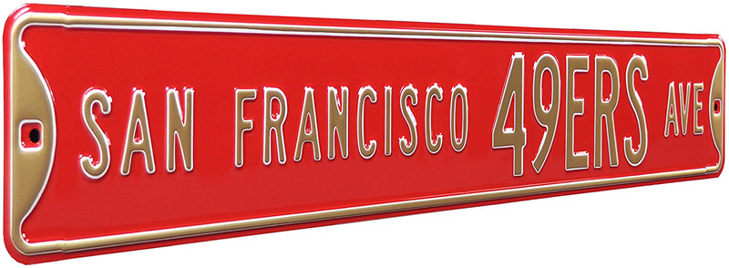 Fremont Die NFL Football Metal Wall Decor- Large, Heavy Duty Steel Street Sign, Vintage Home Decor for Office Decorations, Kids Room, and Man Cave Accessories Home & Garden > Decor > Seasonal & Holiday Decorations& Garden > Decor > Seasonal & Holiday Decorations Fremont Die San Francisco 49ers 36" x 6" 