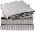 Mellanni California King Sheets - Hotel Luxury 1800 Bedding Sheets & Pillowcases - Extra Soft Cooling Bed Sheets - Deep Pocket up to 16" - Wrinkle, Fade, Stain Resistant - 4 PC (Cal King, Persimmon) Home & Garden > Linens & Bedding > Bedding Mellanni Striped – Gray / Silver Twin 