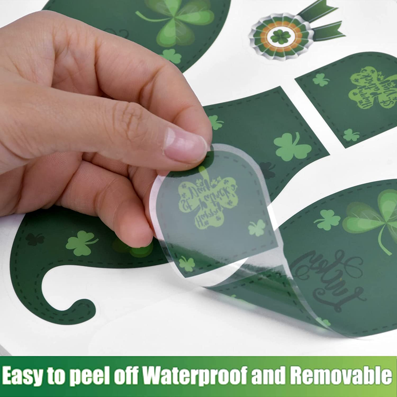 St Patricks Day Decorations Leprechaun Footprints Floor Clings Decor , 10 Sheets Self-Adhesive Shamrock Gold Coin Decals Stickers Party Supplies for Kids School Home Office.