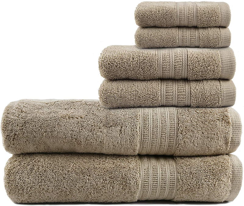 TRIDENT Soft and Plush, 100% Cotton, Highly Absorbent, Bathroom Towels, Super Soft, 6 Piece Towel Set (2 Bath Towels, 2 Hand Towels, 2 Washcloths), 500 GSM, Charcoal Home & Garden > Linens & Bedding > Towels TRIDENT Sand  