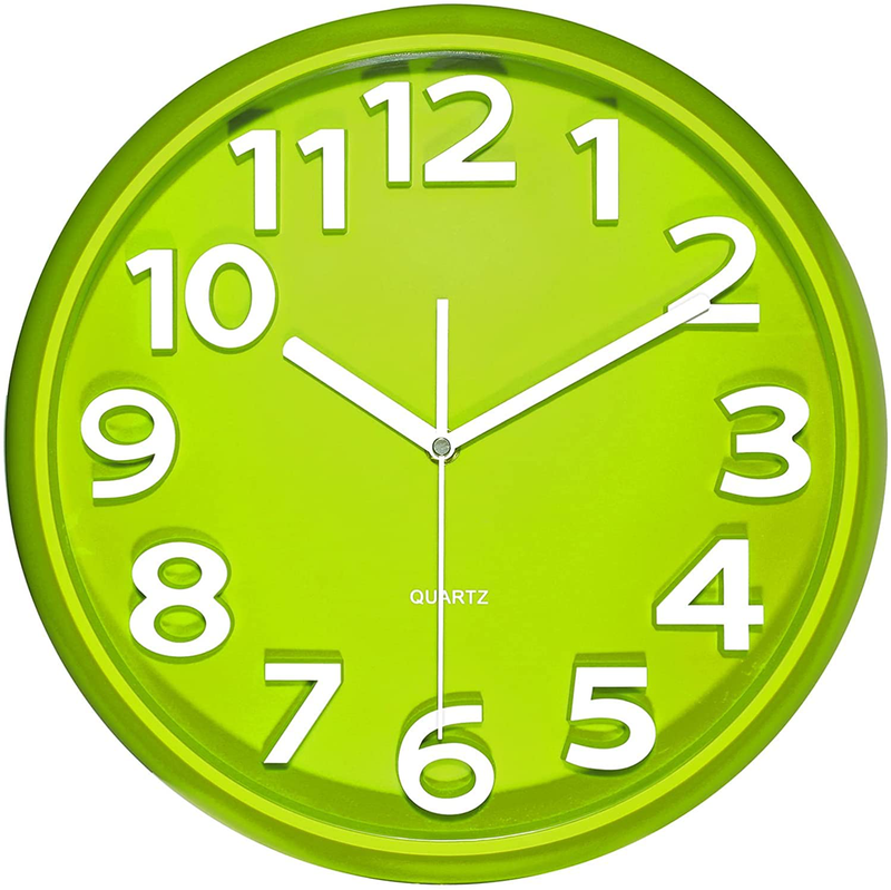 Plumeet 13'' Large Wall Clock - Silent Non-Ticking Quartz Wall Clocks for Living Room Decor - Modern Style Suitable for Home Kitchen Office - Battery Operated (Black) Home & Garden > Decor > Clocks > Wall Clocks Plumeet Green 13 inches 