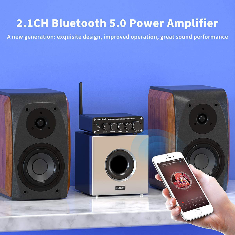 Fosi Audio BT30D Bluetooth 5.0 Stereo Audio Receiver Amplifier 2.1 Channel Mini Hi-Fi Class D Integrated Amp 50 Watt x2+100 Watt for Home Outdoor Passive Speakers/Subwoofer Powered Subwoofer Electronics > Audio > Audio Components > Audio Amplifiers Fosi Audio   