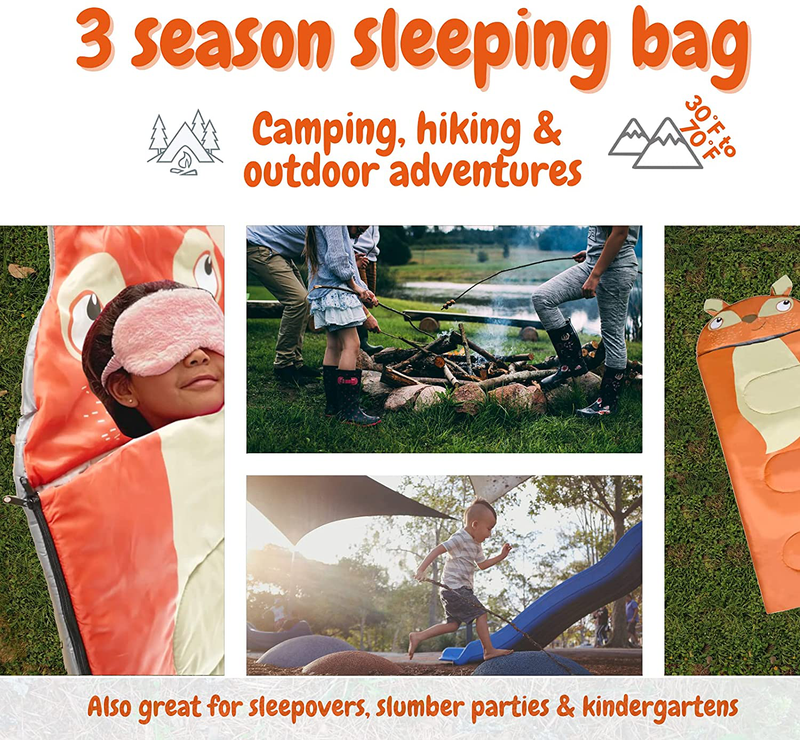 Kids Sleeping Bag with Pillow, Warm & Cold Weather, Waterproof & Lightweight, Ideal for Camping & Hiking, 3 Season by Rasmusson Sporting Goods > Outdoor Recreation > Camping & Hiking > Sleeping BagsSporting Goods > Outdoor Recreation > Camping & Hiking > Sleeping Bags RasmussON   