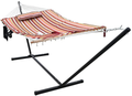 Project One Cotton Rope Free Standing Hammock with 12 Foot Portable Steel Stand and Spreader Bar, Pad, Pillow and Cup Holder Included, 400 LBS Capacity (Tropical Stripe) Home & Garden > Lawn & Garden > Outdoor Living > Hammocks Project One Tropical Stripe  