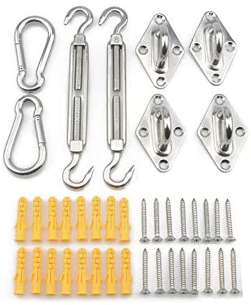 Labewin 40 Piece M6 Heavy Duty Sun Shade Sail Fixing Kit for Garden Triangle and Square Rectangle - 304 Stainless Steel Sun Handy Shade Sail Fixing Hardware Accessories Kit