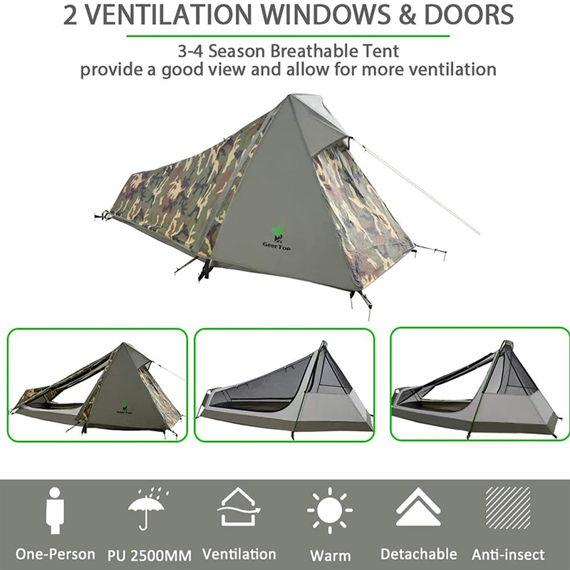 GEERTOP Ultralight Bivy Tent for 1 Person 3 Season Waterproof Single Person Backpacking Tent for Camping Hiking Backpack Travel Outdoor Survival Gear Sporting Goods > Outdoor Recreation > Camping & Hiking > Tent Accessories GEERTOP   