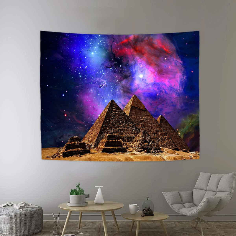 DBLLF Sacred Pyramid Tapestry Egypt Travel Tapestry Starry Sky Tapestry,Queen Size 80"x60" Flannel Art Tapestries,for Living Room Dorm Bedroom Home Decorations DBZY331 Home & Garden > Decor > Artwork > Decorative TapestriesHome & Garden > Decor > Artwork > Decorative Tapestries DBLLF 60Wx51L  