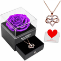 Preserved Real Rose with Infinity Heart Necklace. Forever Rose Flower Gifts for Mom Sister Girlfriend Wife Women on Valentines Day Mothers Day Anniversary Birthday Christmas (Red) Home & Garden > Decor > Seasonal & Holiday Decorations HappyStream Purple  