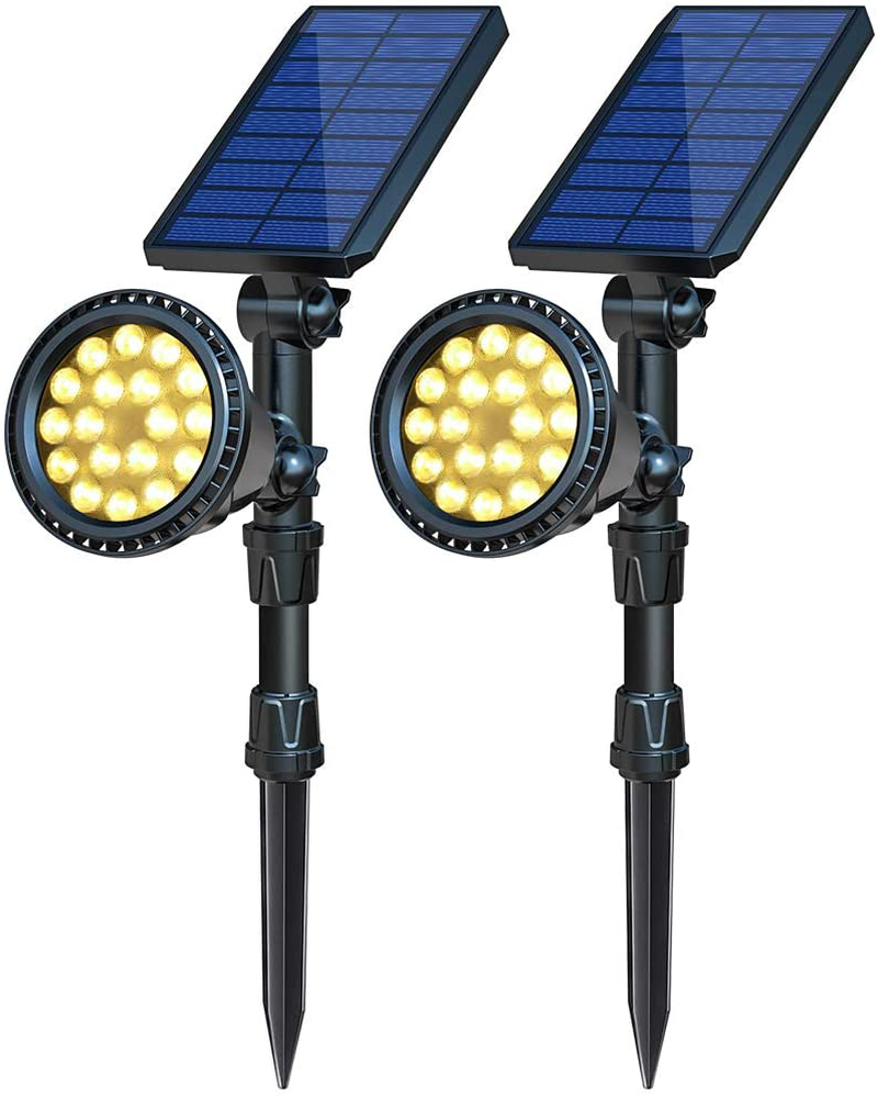 OSORD Solar Lights Outdoor, Upgraded Waterproof 18 LED 2-in-1 Solar Landscape Spotlights Wall Light Auto On/Off Solar Powered Landscaping Lighting for Garden Yard Driveway Porch Walkway (-Warm White) Home & Garden > Lighting > Flood & Spot Lights OSORD Warm White 2 Pack 