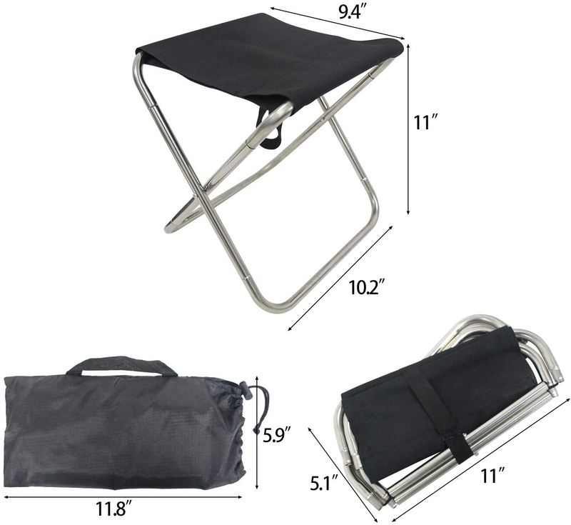 Sutekus Portable Camping Stools Mini Folding Camp Stools Ultralight for Hiking Fishing Gardening Outdoors (Grey)