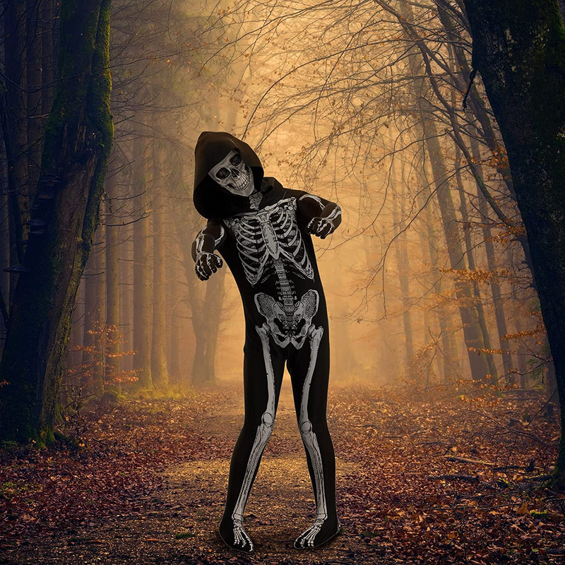 CUPOHUS' Unisex Skeleton Jumpsuit - Scary Black and White Halloween Jumpsuit Costume Apparel & Accessories > Costumes & Accessories > Costumes Cupohus   