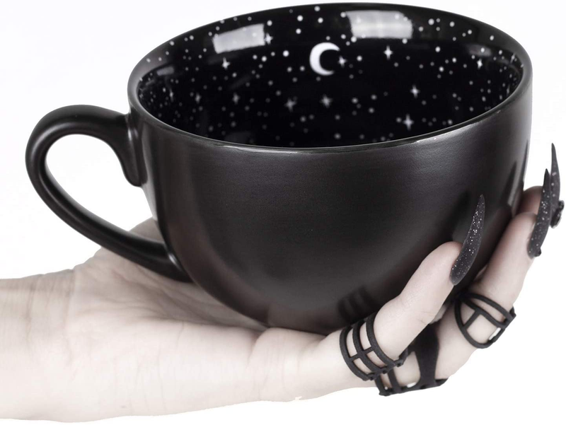 Midnight Coffee Large Mug in Gift Box By Rogue + Wolf Cute Mugs For Women Unique Summer Halloween Spooky Witch Gifts Novelty Tea Cup Goth Decor - 17.6oz 500ml Porcelain (Midnight)
