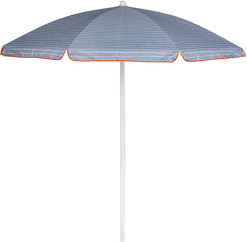 Picnic Time Portable Canopy Outdoor Umbrella, Black Home & Garden > Lawn & Garden > Outdoor Living > Outdoor Umbrella & Sunshade Accessories ONIVA - a Picnic Time brand Wave Break Gray Pattern  