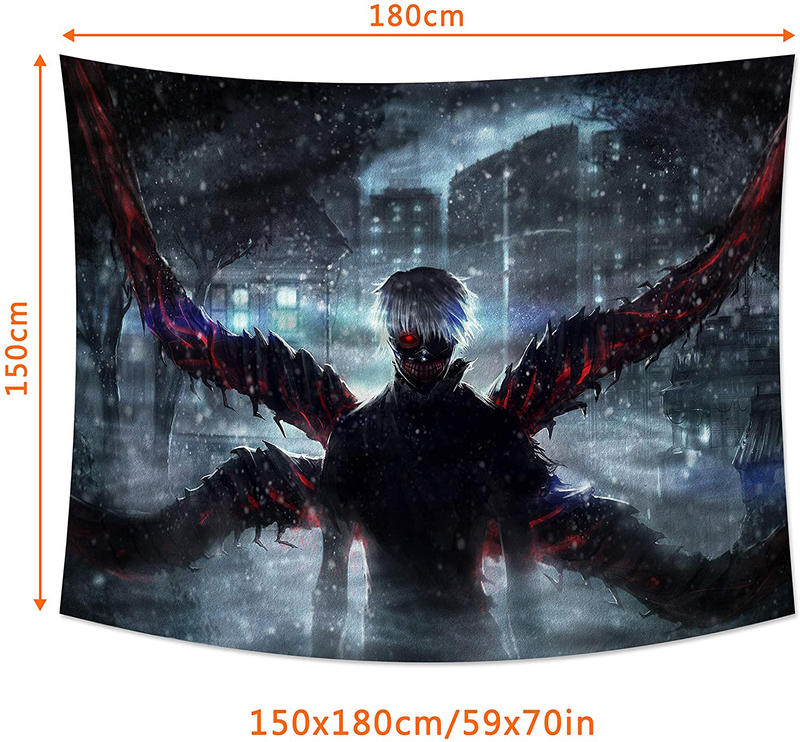 MEWE Anime Tokyo Ghoul Tapestry Japanese Anime Tapestry Wall Hanging for Anime Gifts Bedroom 59x70in Home & Garden > Decor > Artwork > Decorative Tapestries MEWE   