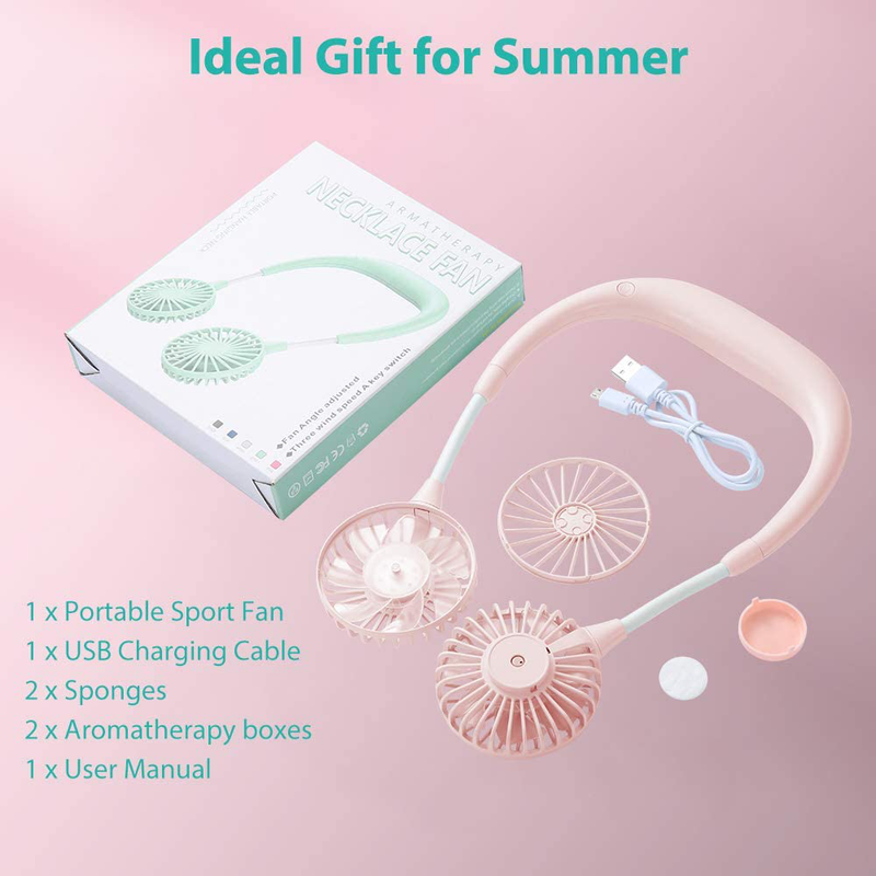 Hand Free Neck fan, Portable Mini USB Rechargeable Personal Fan 2000mAh Battery 360 Degree Adjustable Wearable Hanging Neckband Fan Cooler Fan 3 Speeds for Traveling Outdoor Office Room(Pink) Electronics > Computers > Handheld Devices YIHUNION   