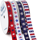 Ribbli 4 Rolls Patriotic Grosgrain Ribbon,3/8 Inches,Total 40 -Yards,Red/White/Blue/Navy,Stars and Stripes Ribbon,Use for Memorial Day, Veterans Day, 4th of July, President's Day, USA Decorations Arts & Entertainment > Hobbies & Creative Arts > Arts & Crafts > Art & Crafting Materials > Embellishments & Trims > Ribbons & Trim Ribbli #03 Patriotic 4 Rolls( 3/8" )  