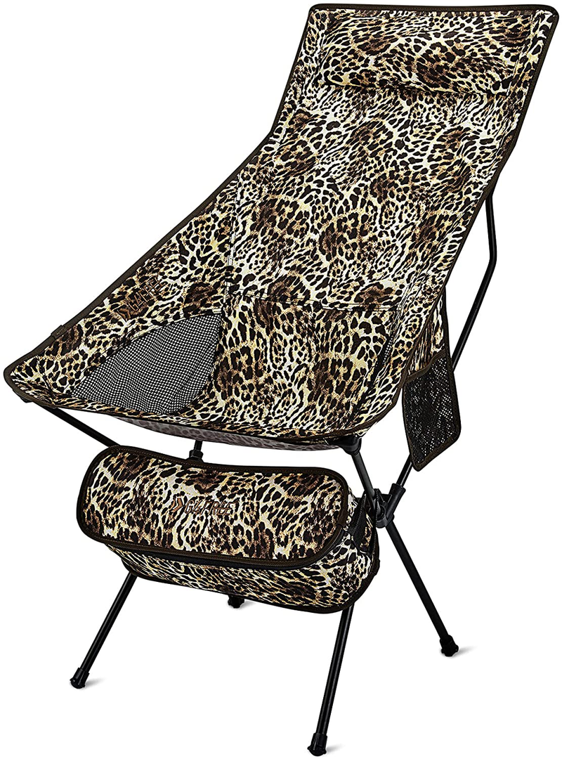 G4Free Lightweight Portable High Back Camping Chair, Folding Backpacking Camp Chairs Upgrade with Headrest & Pocket for Outdoor Travel Picnic Hiking Fishing Sporting Goods > Outdoor Recreation > Camping & Hiking > Camp Furniture G4Free Leopard  