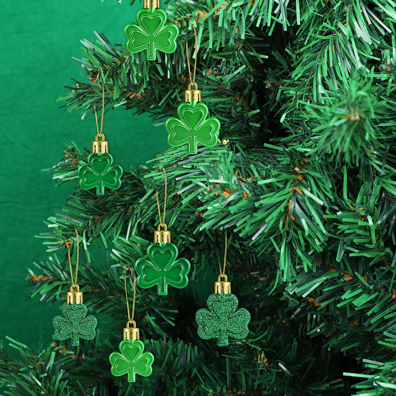 Fovths 36 Pieces 2 Sizes St Patrick'S Day Shamrocks Ornament Set 3 Styles Green Good Luck Clover Hanging Bauble for Tree, Table, Party Hanging Decorations  Fovths   