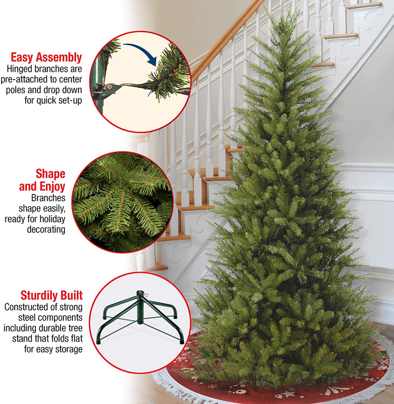 National Tree Company Pre-lit Artificial Christmas Tree | Includes Pre-strung White Lights and Stand | Dunhill Fir Slim - 6.5 ft Home & Garden > Decor > Seasonal & Holiday Decorations > Christmas Tree Stands National Tree Company   