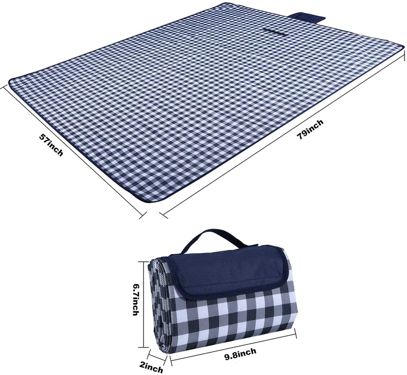 Picnic Blanket, 79''x57'' Large Beach Mat Waterproof Sandproof for 4-6 People, Foldable Camping Blankets, Machine Washable (Blue) Home & Garden > Lawn & Garden > Outdoor Living > Outdoor Blankets > Picnic Blankets Safova   