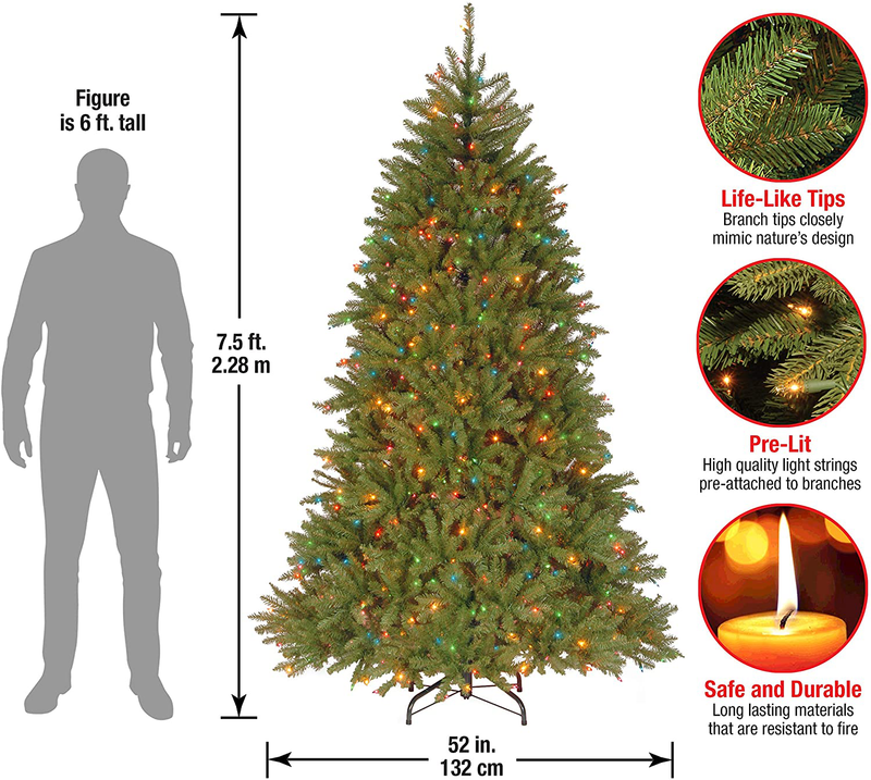 National Tree Company lit Artificial Christmas Tree Includes Pre-strung Multi-Color Lights and Stand | Dunhill Fir-7.5 ft, Green Home & Garden > Decor > Seasonal & Holiday Decorations > Christmas Tree Stands National Tree   