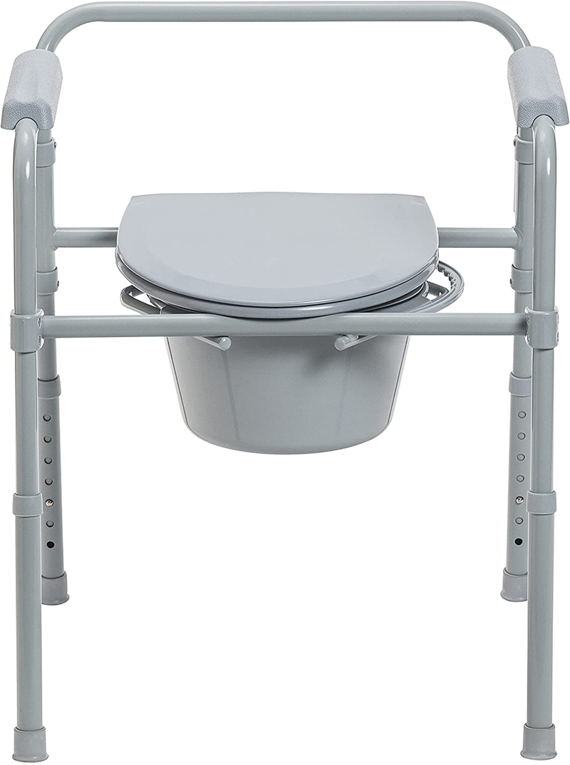 Drive Medical 11148-1 Steel Bedside Commode Chair, Grey Sporting Goods > Outdoor Recreation > Camping & Hiking > Portable Toilets & ShowersSporting Goods > Outdoor Recreation > Camping & Hiking > Portable Toilets & Showers Drive Medical   