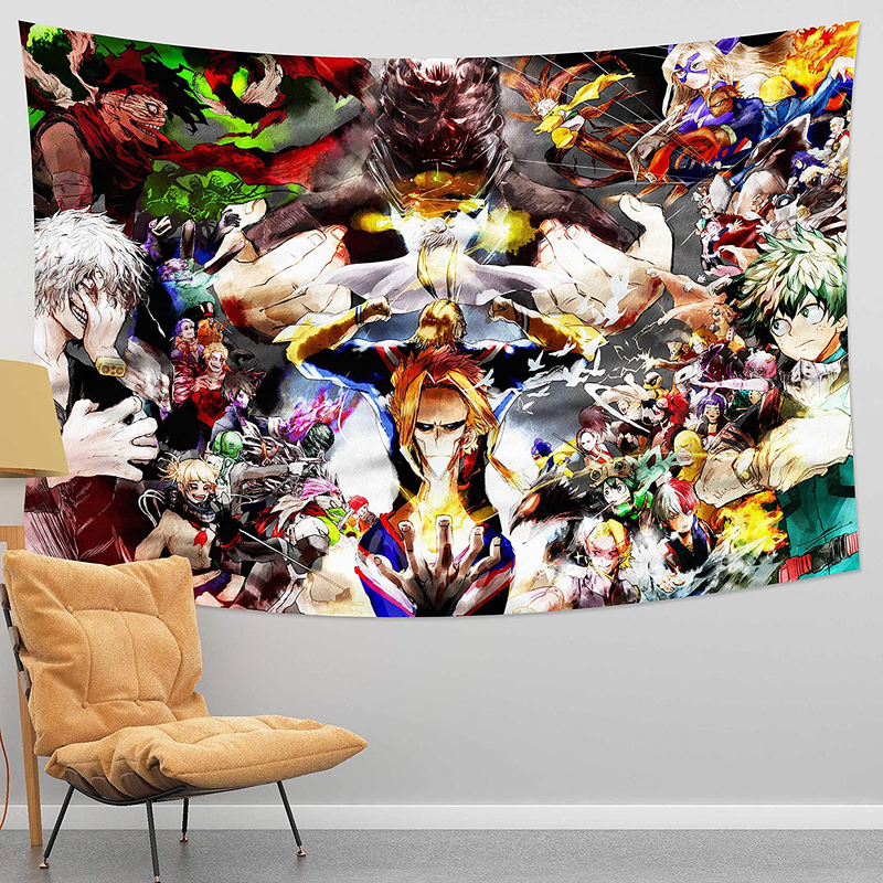 MEWE My Hero Academia Tapestry Wall Hanging Anime Tapestry Backdrop for Birthday Party Decoration Anime Gifts Bedroom 59x70in Home & Garden > Decor > Artwork > Decorative Tapestries MEWE My Hero Academia Tapestry 2 60x90in 