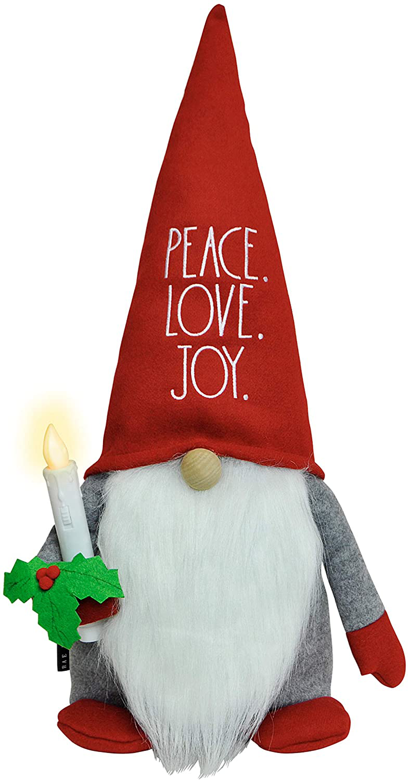 Rae Dunn Christmas Gnome Merry - 19 Inch Stuffed Plush Santa Figurine Doll with Felt Hat - Cute Ornaments and Holiday Decorations for Home Decor and Office Home & Garden > Decor > Seasonal & Holiday Decorations& Garden > Decor > Seasonal & Holiday Decorations Rae Dunn Red With Candle - Peace, Love, Joy  