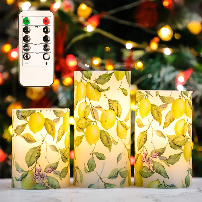 SILVERSTRO Flameless Candles Blinks with Remote, Love Theme LED Candles, Rose Series Glass Pillar Candles for Home Party Wedding Christmas Decor - Set of 3 Home & Garden > Decor > Seasonal & Holiday Decorations Silverstro Lemon Tree  