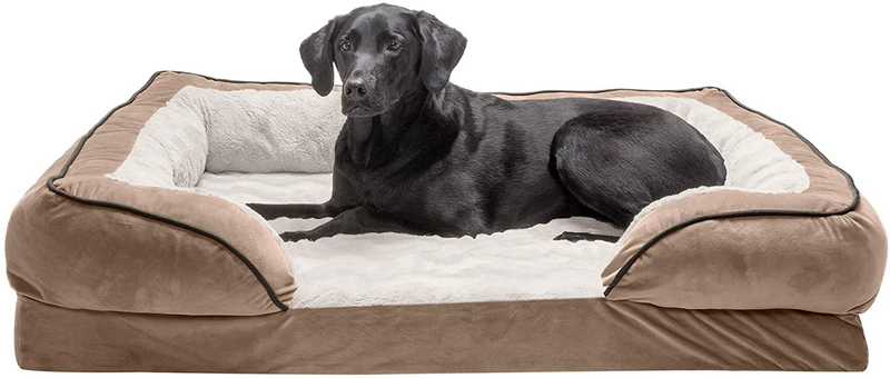 Furhaven Orthopedic, Cooling Gel, and Memory Foam Pet Beds for Small, Medium, and Large Dogs and Cats - Luxe Perfect Comfort Sofa Dog Bed, Performance Linen Sofa Dog Bed, and More Animals & Pet Supplies > Pet Supplies > Dog Supplies > Dog Beds Furhaven Velvet Waves Brownstone Sofa Bed (Egg Crate Orthopedic Foam) Jumbo (Pack of 1)
