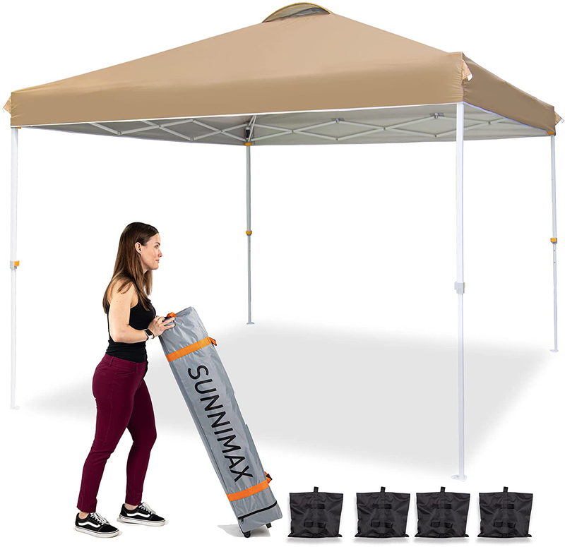 SUNNIMAX 10x10 Pop up Canopy Tent, Patio Instant Gazebo & Outdoor Sun Shelter with Waterproof Roof Wheeled Carrying Bag, Bonus 4 Weight Bags– (White) Home & Garden > Lawn & Garden > Outdoor Living > Outdoor Structures > Canopies & Gazebos SUNNIMAX SOTRE Khaki  