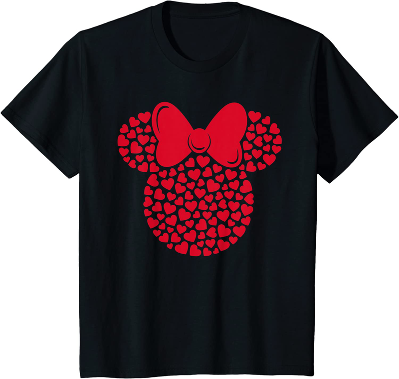 Disney Minnie Mouse Icon Filled with Hearts T-Shirt Home & Garden > Decor > Seasonal & Holiday Decorations Disney Black Youth Kids 6