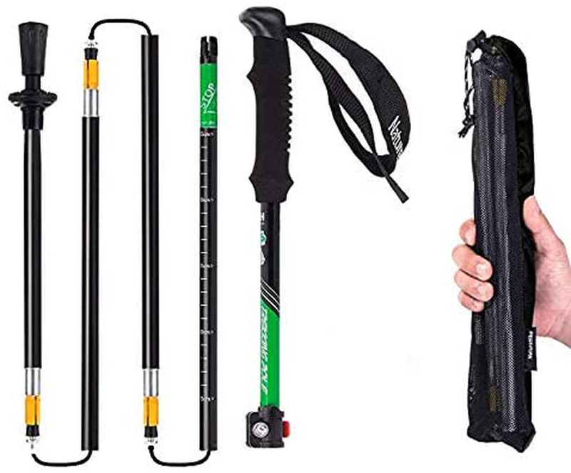 Naturehike 5-Subsection Collapsible Aluminum Trekking Pole, Foldable Lightweight Strong with Quick Lock Shock-Absorbent and Carry Sack - 4 Seasons Outdoor Climbing Camping Hiking, Walking Sticks Sporting Goods > Outdoor Recreation > Camping & Hiking > Hiking Poles Naturehike (Black/Green)*1 pc  