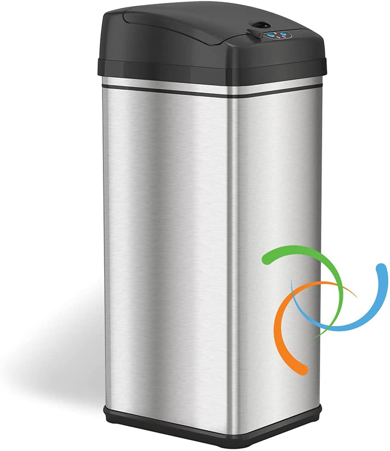 iTouchless 13 Gallon Automatic Trash Can with Odor-Absorbing Filter and Lid Lock, Power by Batteries (not included) or Optional AC Adapter (sold separately), Black/Stainless Steel Home & Garden > Kitchen & Dining > Kitchen Tools & Utensils > Kitchen Knives iTouchless Black / Stainless Steel  
