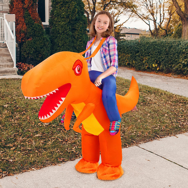 Thremhoo Inflatable Dinosaur Costume Halloween, Riding A T-rex Blow up Costumes for Boys Girls, Funny Family Older Kids Halloween Dress-up Costume, Dinosaur Party Supplies, Role Pretend Play Apparel & Accessories > Costumes & Accessories > Costumes N\C   