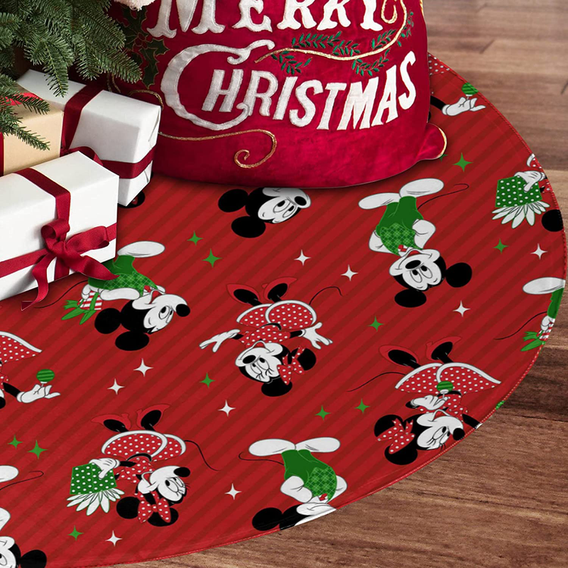 Mickey and Minnie Christmas Tree Skirt 36 Inch Xmas Tree Skirts Decorations for Holiday Party Tree Mat Halloween Christmas Decorations Home & Garden > Decor > Seasonal & Holiday Decorations > Christmas Tree Skirts JEEFANS   