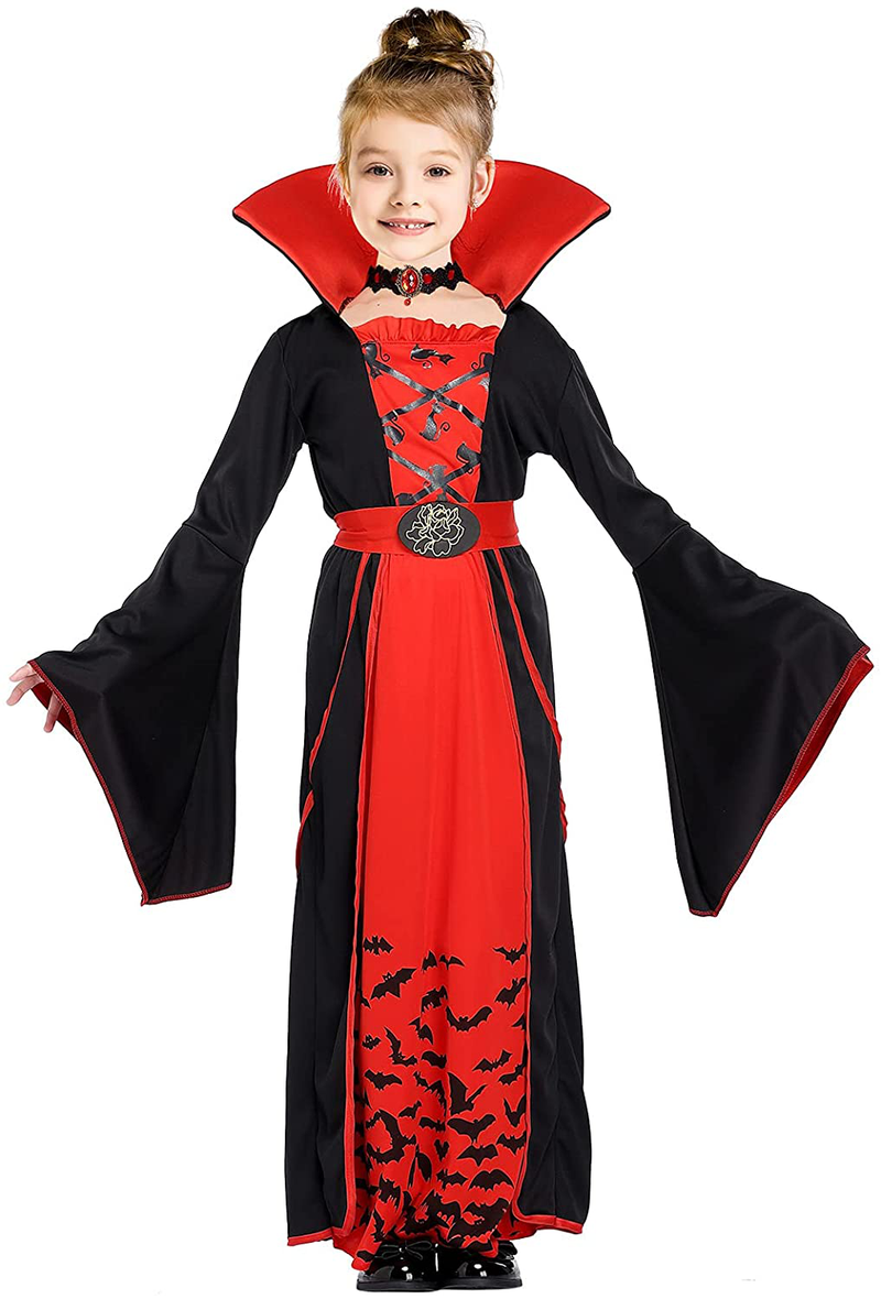 Royal Vampire Costume for Girls Halloween Gothic Vampiress Role Play Cosplay Dress Up