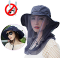 Mosquito Head Net Hat, Safari Sun Hat with Veil Mesh Protection from Insect Sporting Goods > Outdoor Recreation > Camping & Hiking > Mosquito Nets & Insect Screens Jackcell Navy Blue  