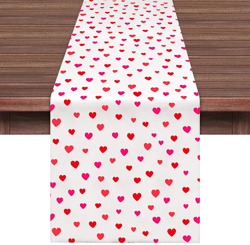 Ruisita Valentines Day Table Runner 14 X 72 Inches Polycotton Little Hearts Valentines Tablecloth for Valentines Day Table Decor and Valentines Party Supplies Home & Garden > Decor > Seasonal & Holiday Decorations Ruisita   