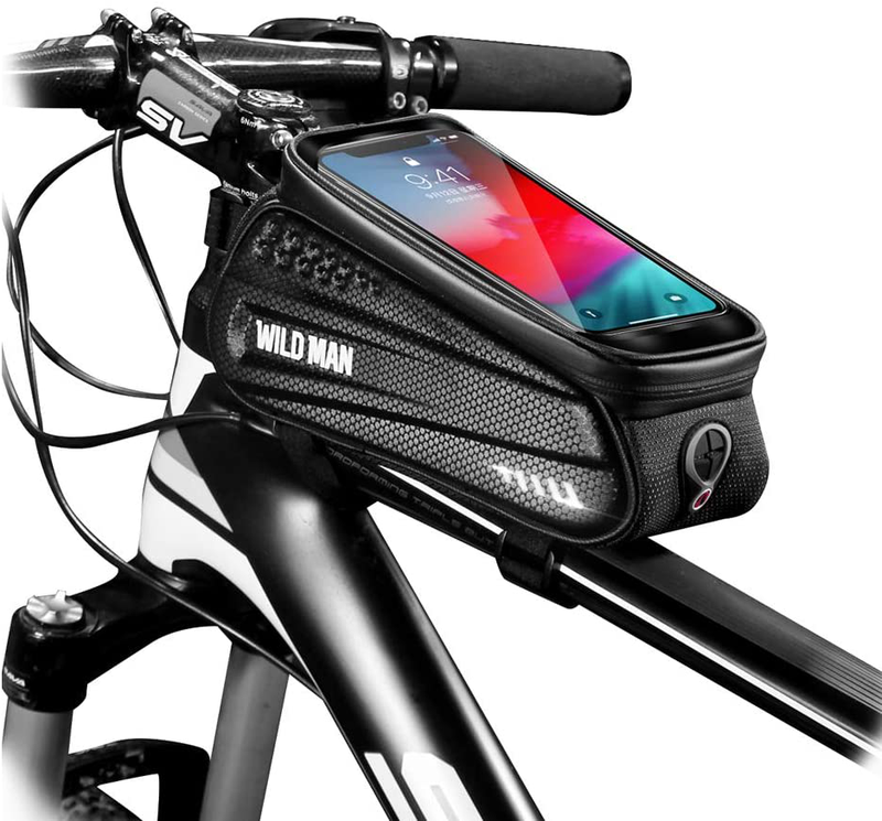 WILD MAN Bike Bicycle Bag, Waterproof Bike Phone Mount Bag Front Frame Top Tube Handlebar Bag with Touch Screen Holder Case for Android/iPhone Cellphones 6.5”, Bike Accessories for Adult Bikes Sporting Goods > Outdoor Recreation > Cycling > Bicycles WILD MAN Default Title  