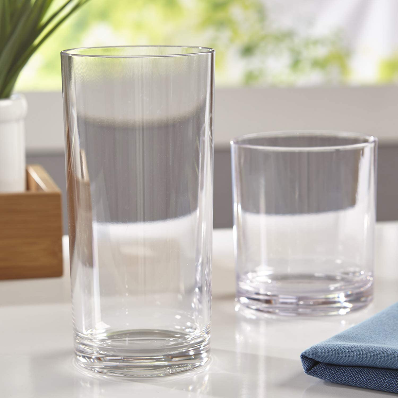 Classic 8-piece Premium Quality Plastic Tumblers | 4 each: 12-ounce and 16-ounce Clear Home & Garden > Kitchen & Dining > Tableware > Drinkware US Acrylic   
