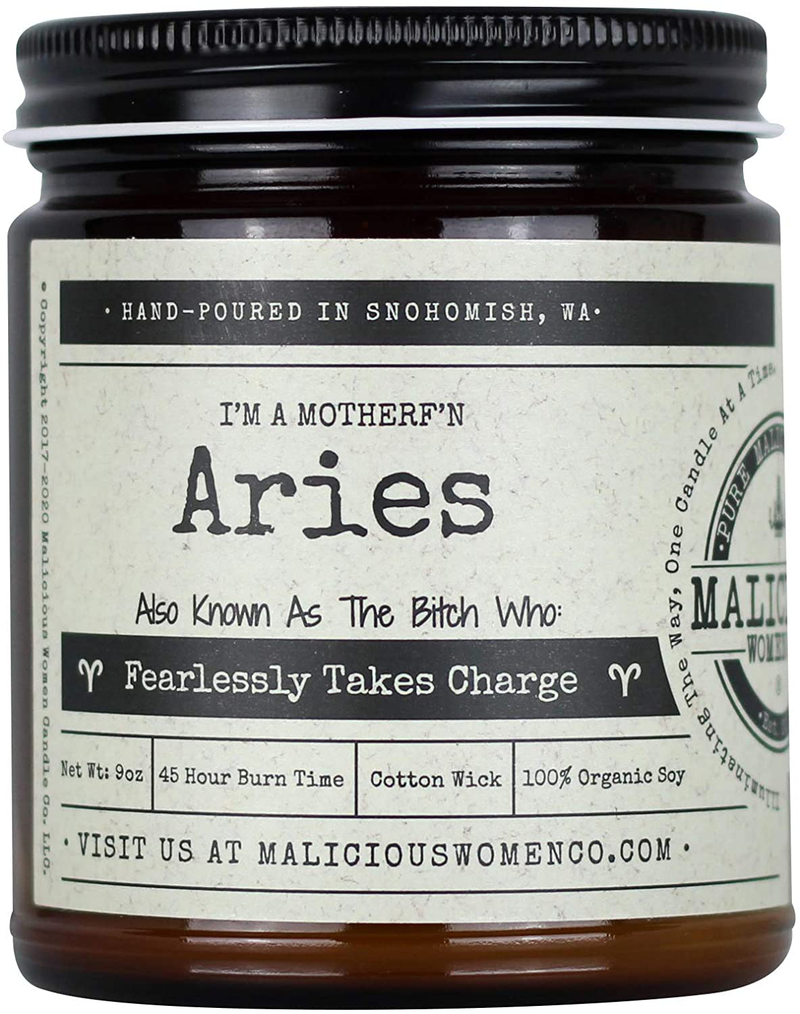 Malicious Women Candle Co - Virgo The Zodiac Bitch - Can Do It on Her Own…Neatly, Take A Hike (Wildflower, Cedar, Moss), All-Natural Soy Candle, 9 oz Home & Garden > Decor > Home Fragrances > Candles MALICIOUS WOMEN CANDLE CO. INFUSED WITHSASS .Aries  